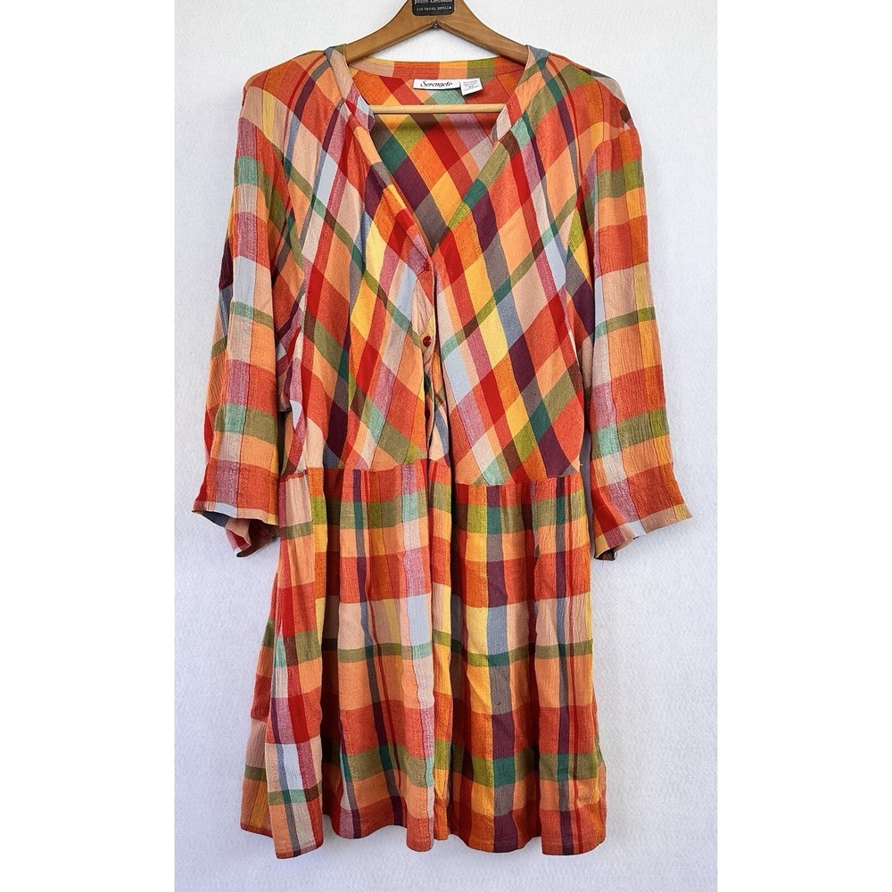 Serengeti Harvest Cottagecore Colorful Top Shirt Button Women's Plus 3x Rayon